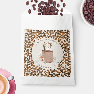 A Baby Is Brewing Iced Coffee Floral Baby Shower Favour Bags