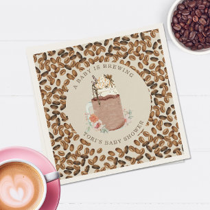 A Baby Is Brewing Iced Coffee Floral Baby Shower Napkin