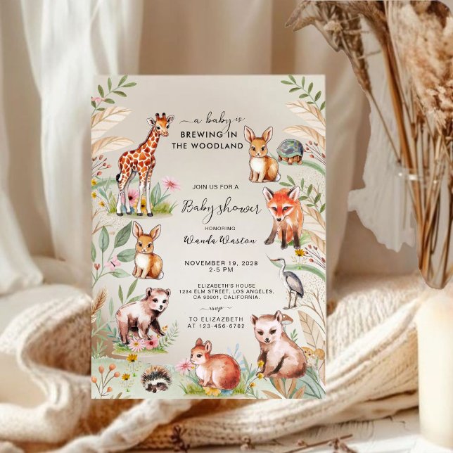 A Baby is Brewing in the Woodland Baby Shower Invitation (Creator Uploaded)