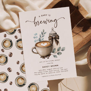 A Baby Is Brewing Latte Coffee Baby Shower Invitation