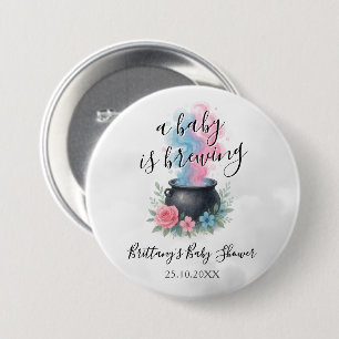 A Baby Is Brewing Magical Cauldron 7.5 Cm Round Badge