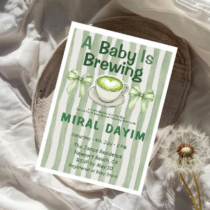 A Baby Is Brewing Matcha Baby Shower  Invitation