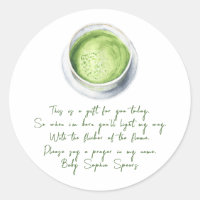 A baby is brewing matcha - Prayer candle label