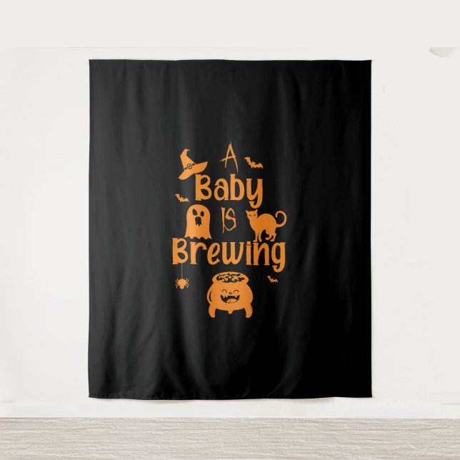 A Baby Is Brewing Maternity Halloween Women Funny Tapestry (Front)