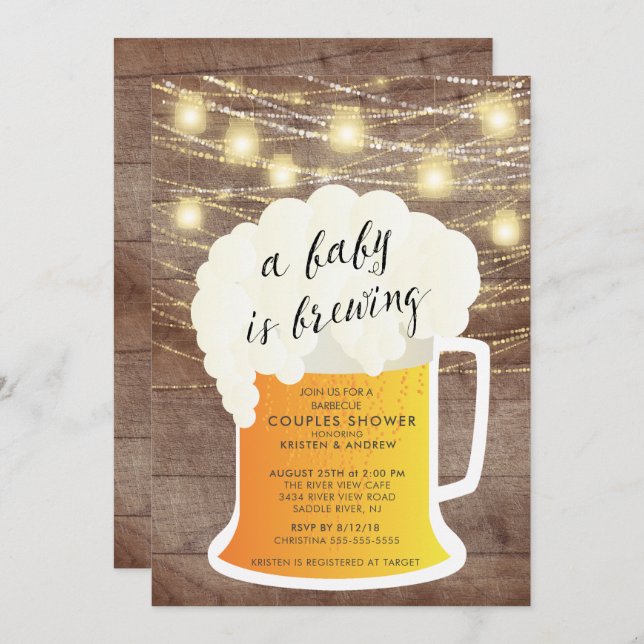 A Baby Is Brewing Neutral Baby Shower Invitation (Front/Back)
