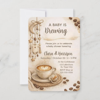 A Baby is Brewing Neutral Coffee Baby Shower Invitation
