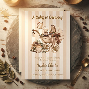 A Baby is Brewing Neutral Coffee Baby Shower Invitation