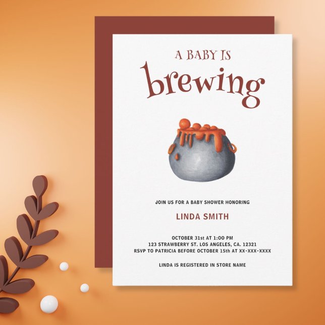 A Baby is Brewing Neutral Halloween Baby Shower Invitation (Creator Uploaded)