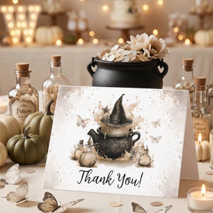 A Baby Is Brewing Neutral Halloween Baby Shower  Thank You Card