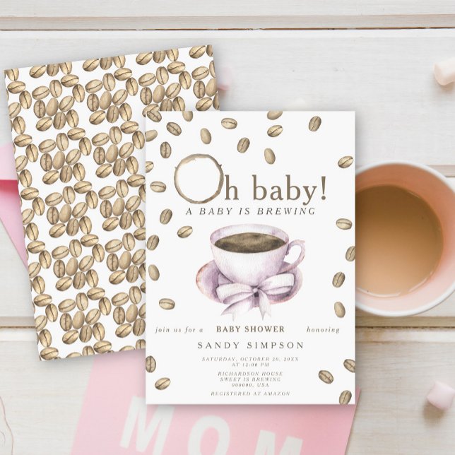 A Baby Is Brewing Oh Baby Coffee Beans Baby Shower Invitation (Creator Uploaded)