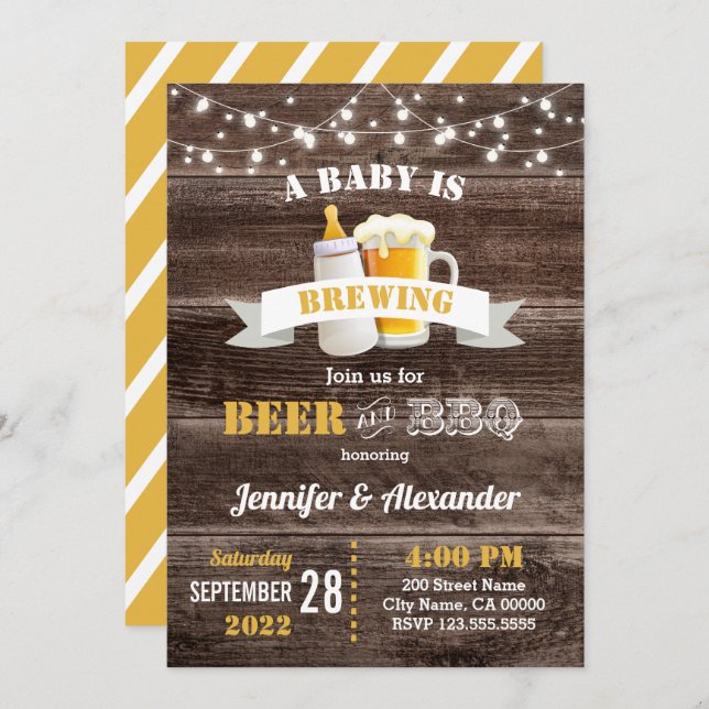 A Baby is Brewing or Babies are Brewing Invitation (Front/Back)