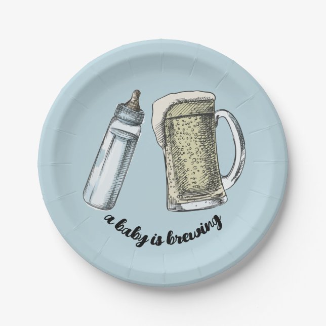 A Baby is Brewing Paper Plates  (Front)