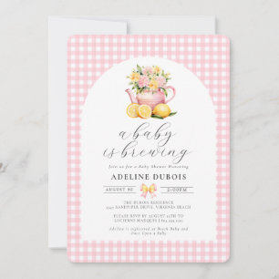 A Baby is Brewing Pink Flower Baby Shower  Invitation