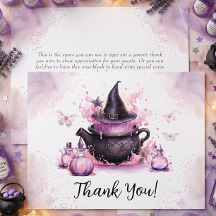 A Baby Is Brewing Pink Halloween Baby Shower Thank You Card