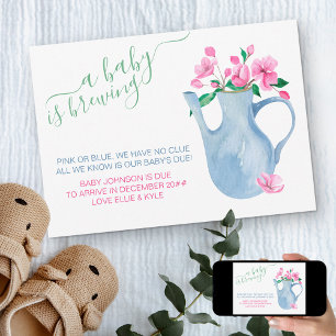 A Baby is Brewing Pink or Blue Poem Pregnancy Announcement