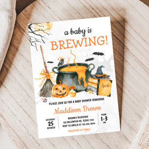 A Baby is Brewing Pumpkin Halloween Baby Shower  Invitation