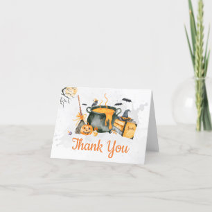 A Baby is Brewing Pumpkin Halloween Baby Shower Thank You Card