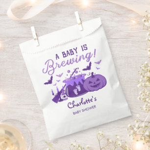 A Baby Is Brewing Purple Halloween Baby Shower Favour Bags