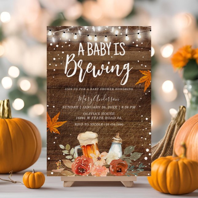 A Baby is Brewing Rustic Wood Beer Baby Shower  Invitation (Creator Uploaded)