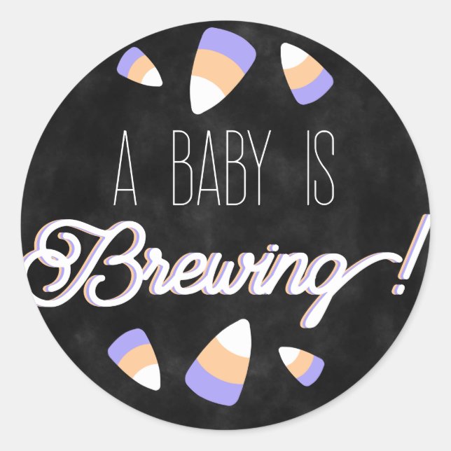 A Baby is Brewing Spooky Candy Corn Classic Round Sticker (Front)