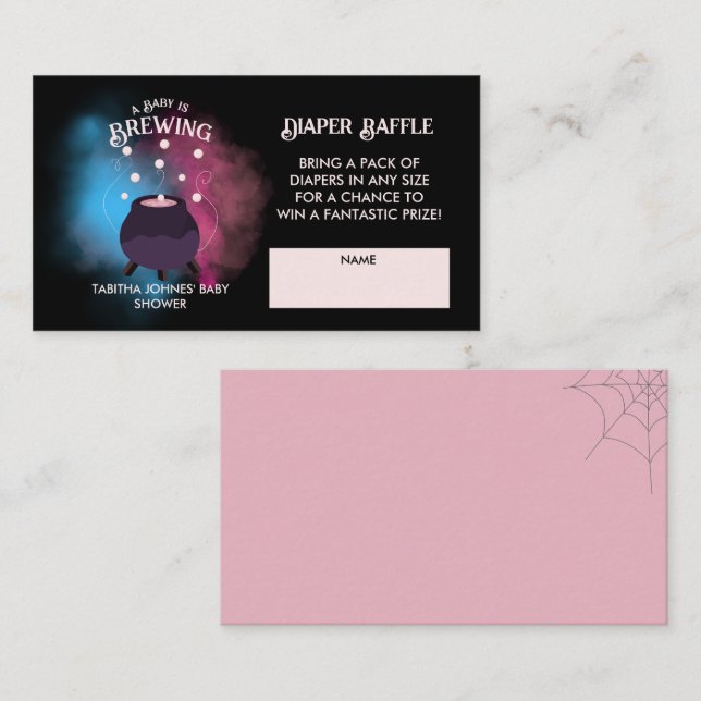 A Baby Is Brewing Spooky Gender Reveal Cauldron Enclosure Card (Front/Back)