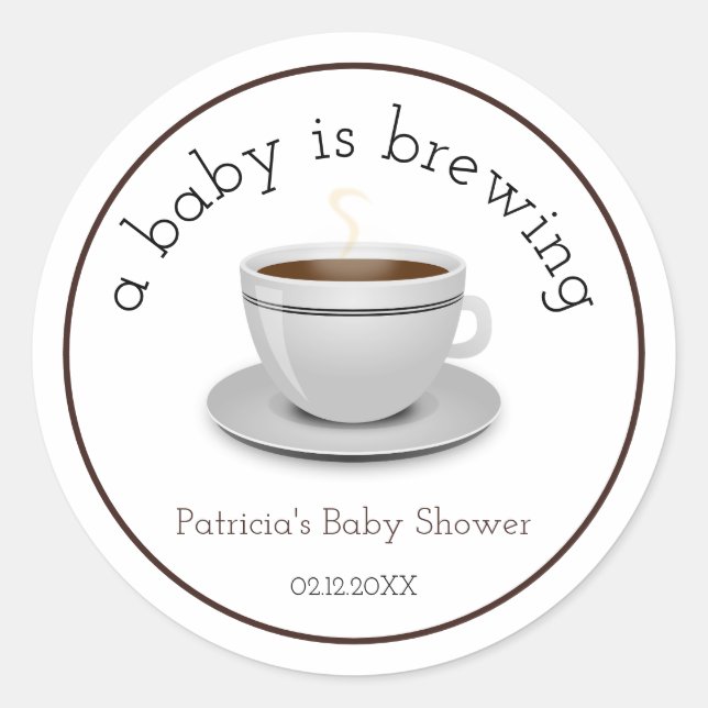 A Baby Is Brewing Tea Party Baby Shower Classic Round Sticker (Front)