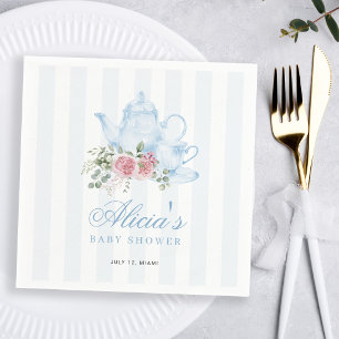 A baby is brewing tea party baby shower napkin