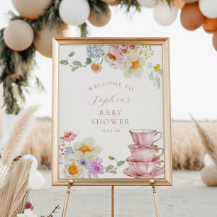 A Baby is Brewing Tea Party Baby Shower Welcome Poster