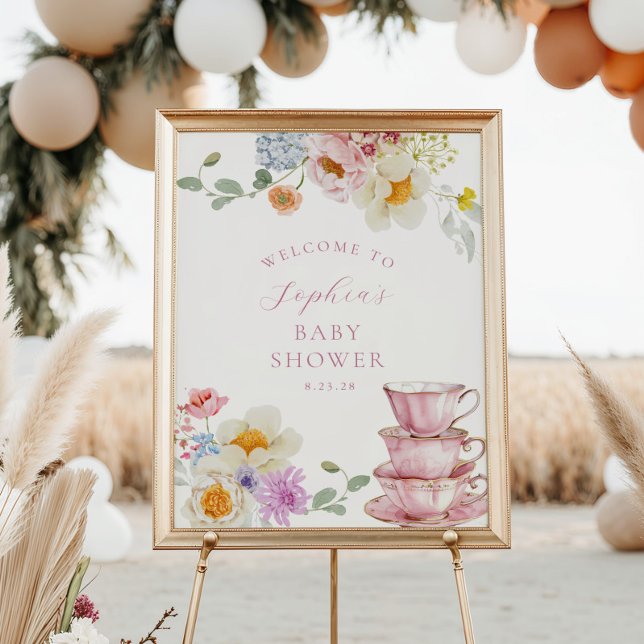 A Baby is Brewing Tea Party Baby Shower Welcome Poster (Creator Uploaded)