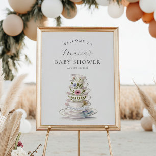 A Baby is Brewing Tea Party Baby Shower Welcome Poster