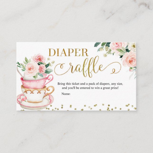 A Baby is Brewing Tea Party Diaper Raffle Enclosur Enclosure Card (Front)