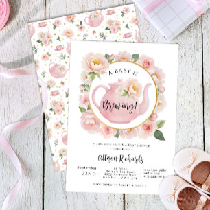 A Baby Is Brewing Tea Party Shower Invite