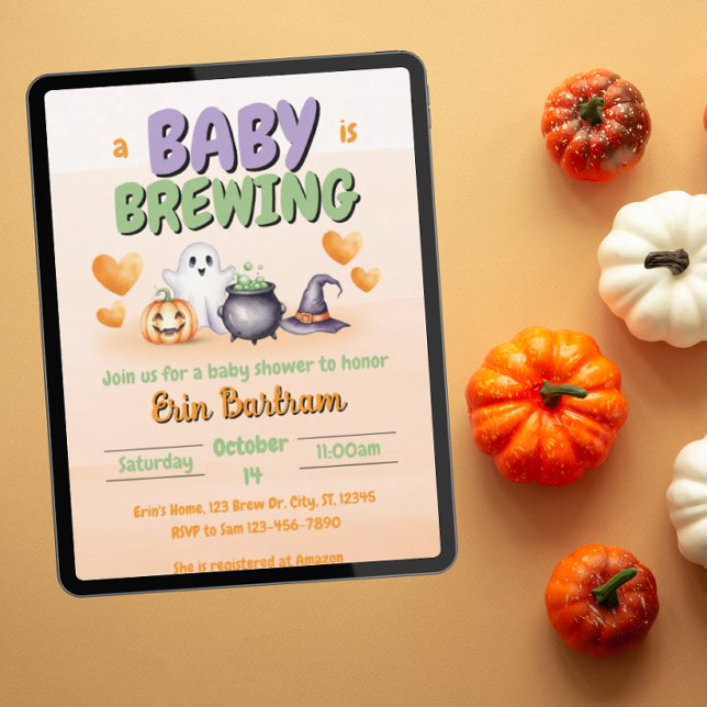 "a Baby is Brewing" watercolor cute baby shower Invitation (Creator Uploaded)