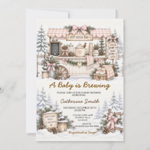 A Baby Is Brewing Winter Baby Shower Snowflake Invitation