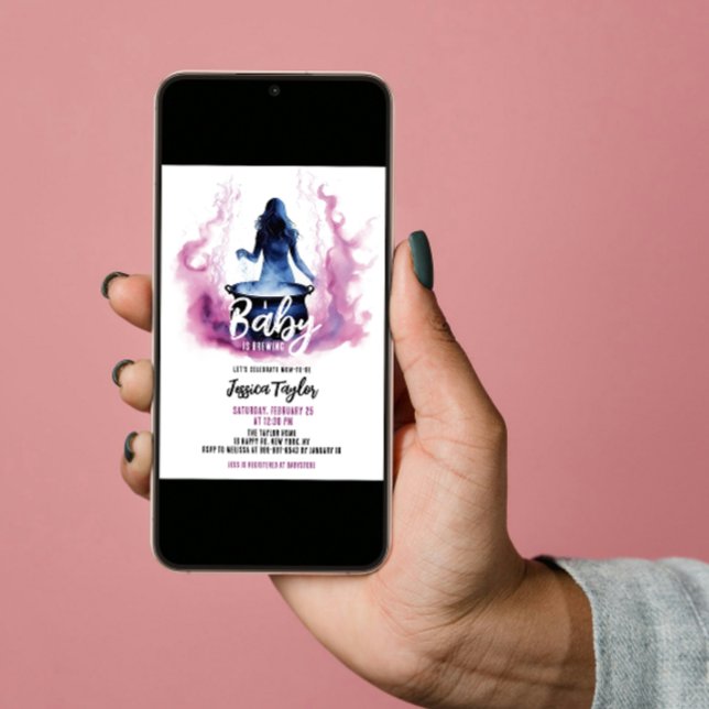 A Baby is Brewing Witch Cauldron Pink Baby Shower Invitation (Creator Uploaded)