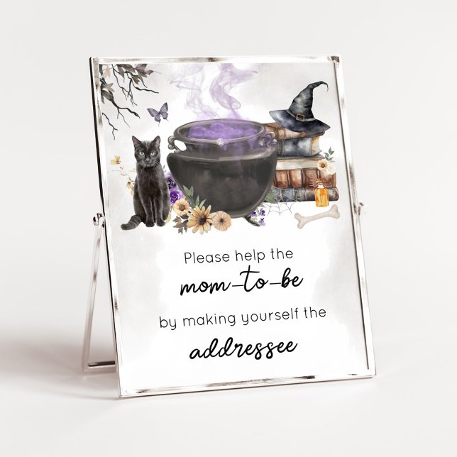 A Baby is Brewing Witch Envelope Station Sign (Purple Witch Cauldron Baby Shower Envelope Station Sign)