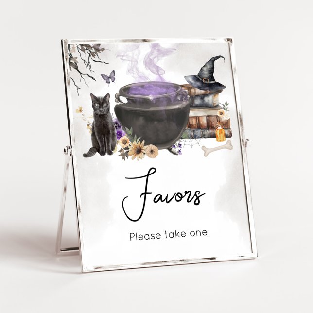 A Baby is Brewing Witch Favours Sign (Purple Witch Cauldron Baby Shower Favors Sign)