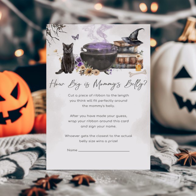A Baby is Brewing Witch How Big Is Mummy's Belly (Purple Witch Cauldron Baby Shower How Big Is Mommy's Belly Game)