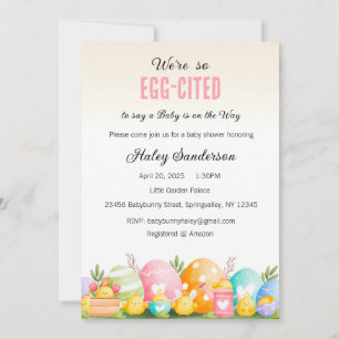 A Baby is on the Way Invitation, Egg-cited Invitation