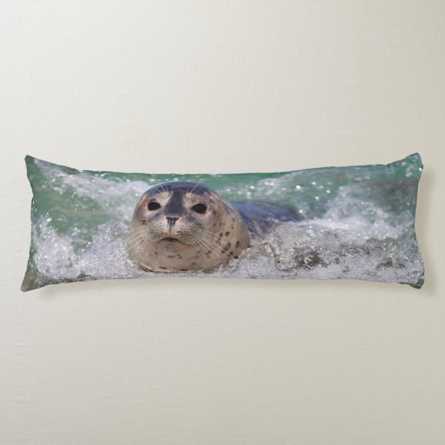 A baby seal surfing body cushion (Front)