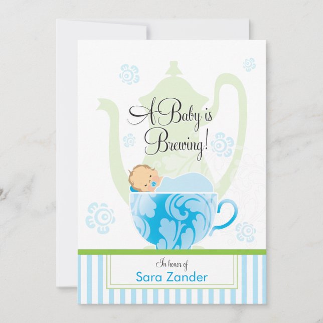 A Baby Shower Tea Party  |  Boy Invitation (Front)