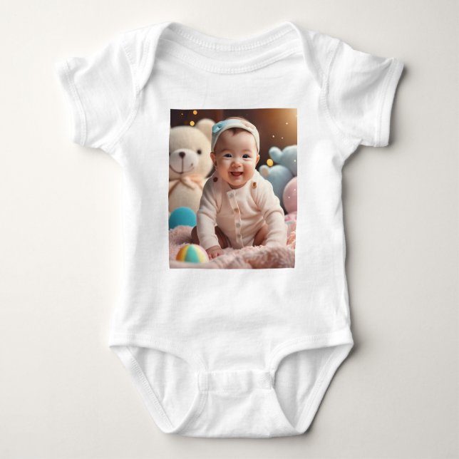 A baby  smiling  baby bodysuit (Front)
