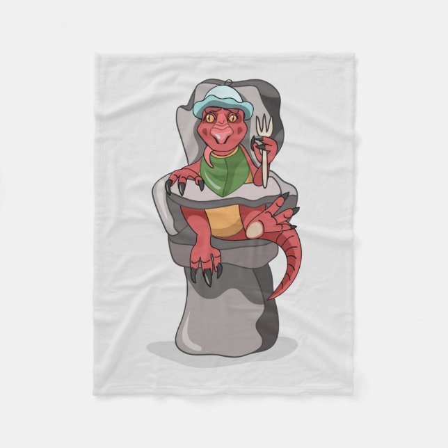 A Baby Tyrannosaurus Rex Sitting In A High Chair. Fleece Blanket (Front)