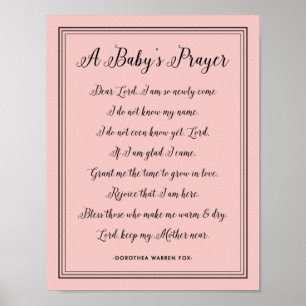 A Baby's Prayer Poem - Art Print Nursery Colours