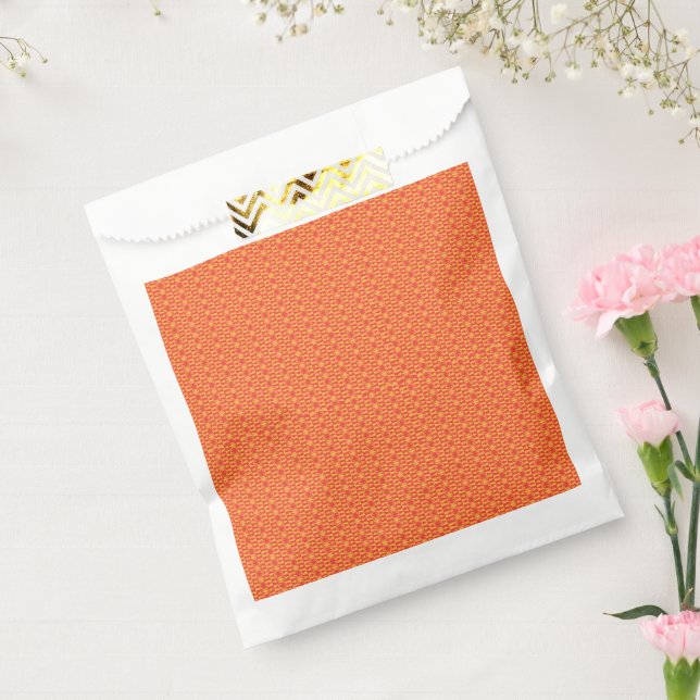 A background pattern featuring an orange and peach favour bags (Sealed)