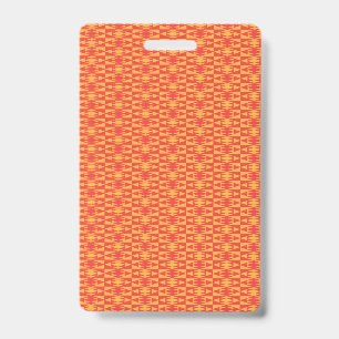 A background pattern featuring an orange and peach ID badge