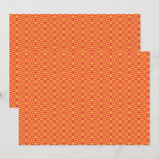 A background pattern featuring an orange and peach thank you card (Front/Back)