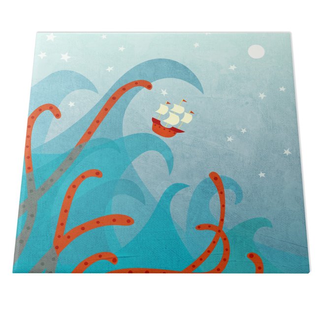 A Bad Day For Sailors Nautical Art Tile (Sailing sea monster ceramic tile)