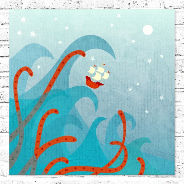 A Bad Day For Sailors Poster (Sailing boat and sea monster poster for sailors and adventurers)