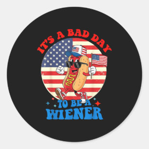 A bad day to be a wiener funny hot dog 4th of july classic round sticker